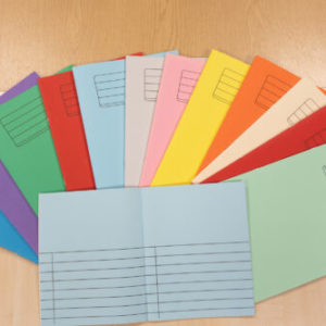 multiple colours of the exercise books